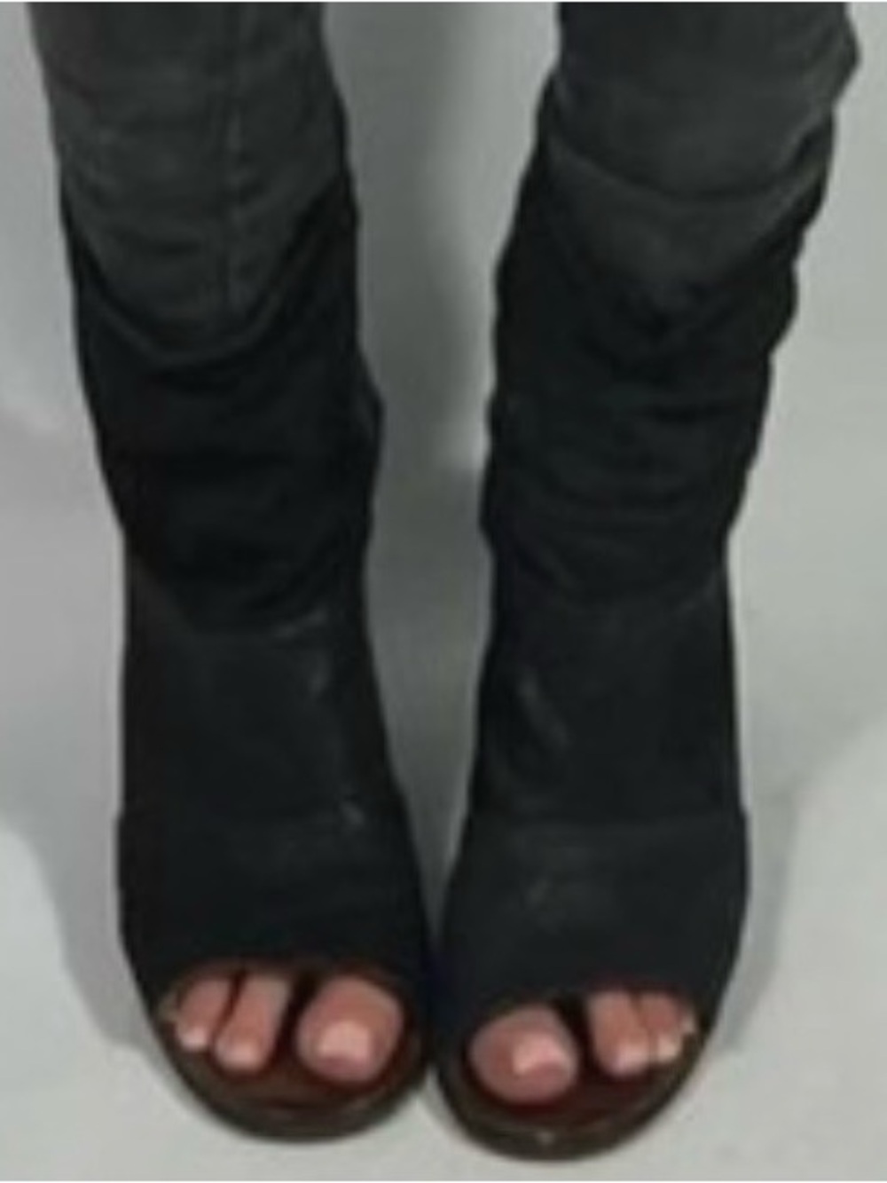 !!! ISO !!! A.S.98 Women's Black Open-Toe Mid-Calf Heeled Boots